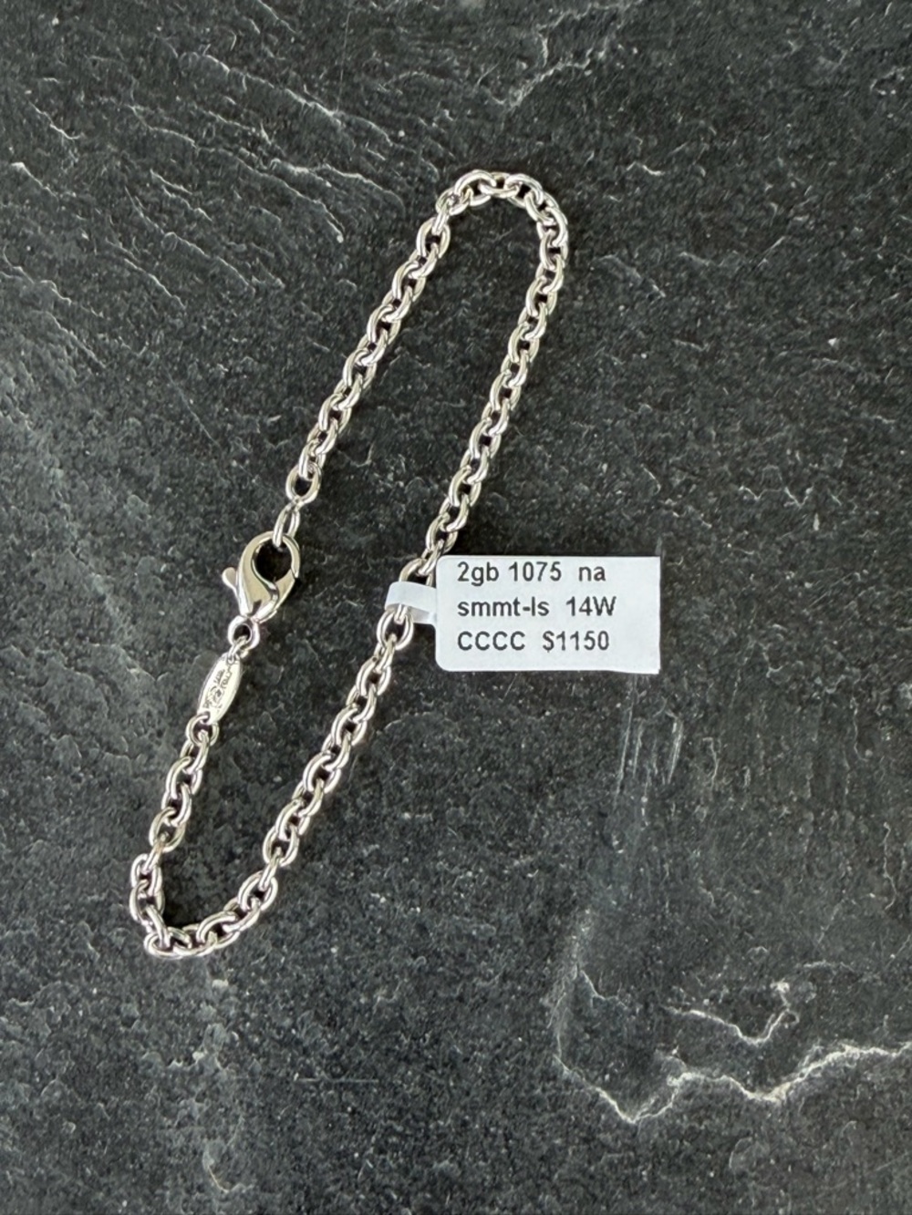 14K White Gold Cable Chain Bracelet 7” long